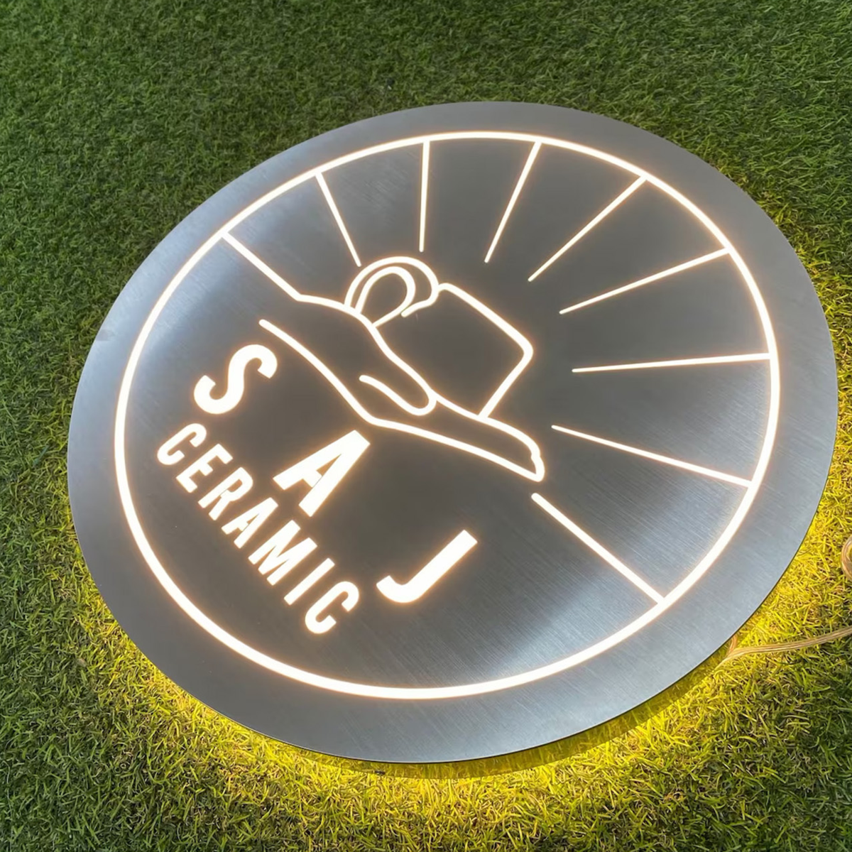Metal LED Hollow Out Laser Cut Backlit Business Logo Sign | Round & Square