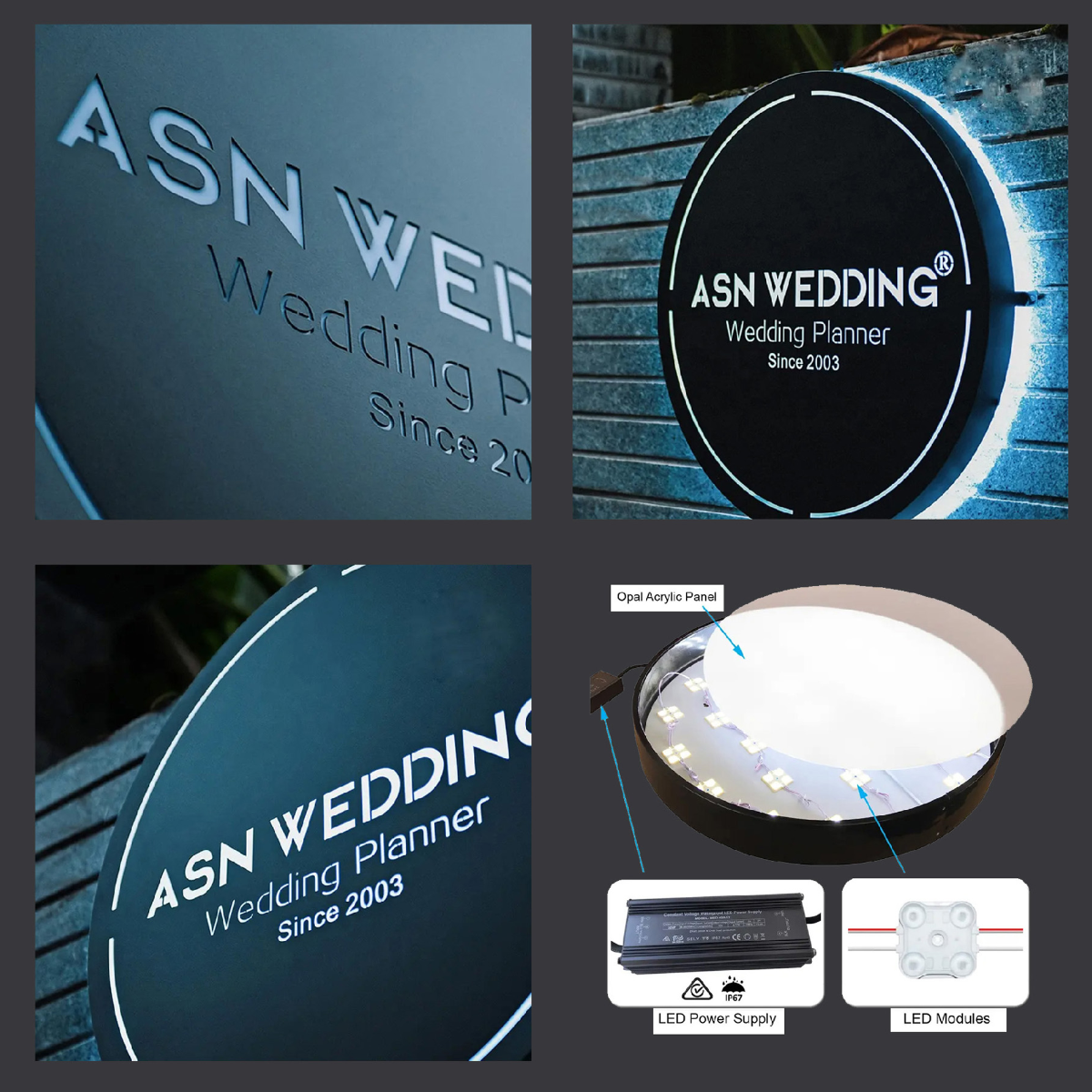Metal LED Hollow Out Laser Cut Backlit Business Logo Sign | Round & Square