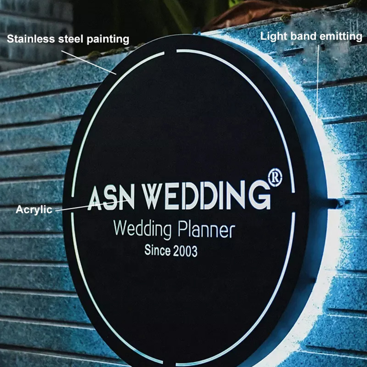 Metal LED Hollow Out Laser Cut Backlit Business Logo Sign | Round & Square