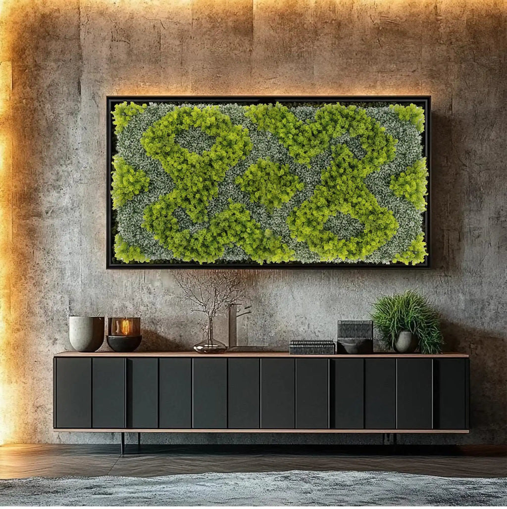 Natural Green and White Artificial Moss / Green Wall UV Resistant 40" x 40"